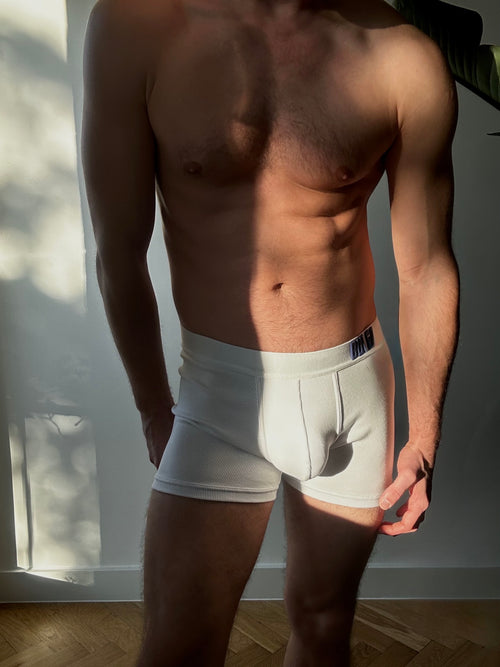 BOKSERKI BULGE WHITE BLACK LOGO