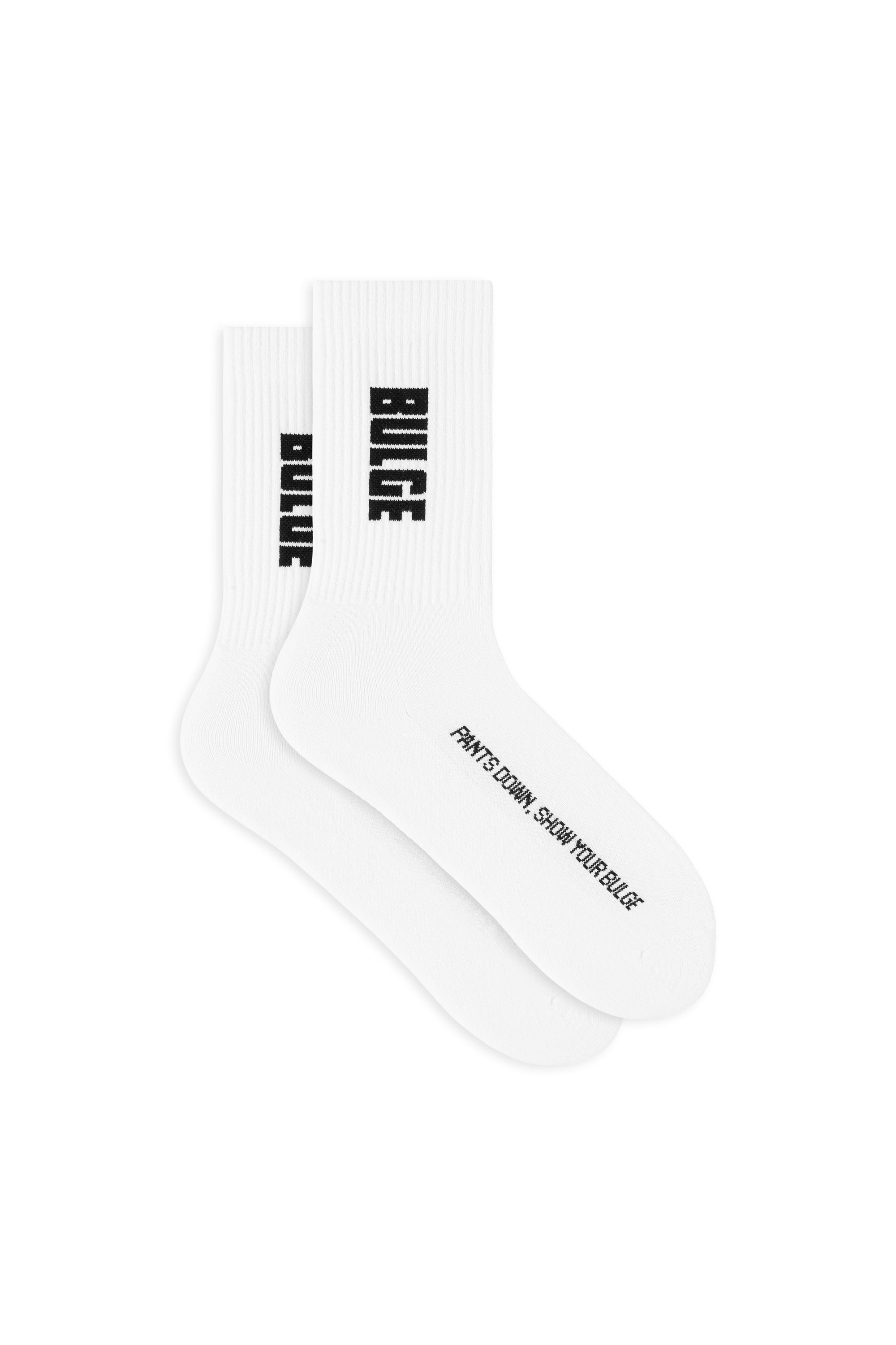 SOCKS SHOW YOUR BULGE WHITE · BLACK LOGO