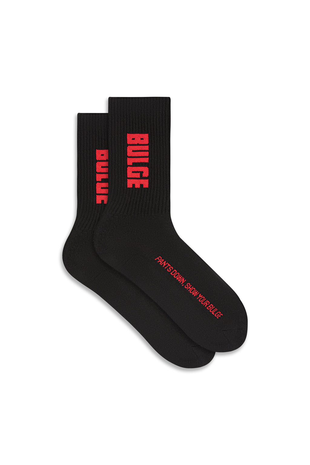 SOCKS SHOW YOUR BULGE BLACK · RED LOGO